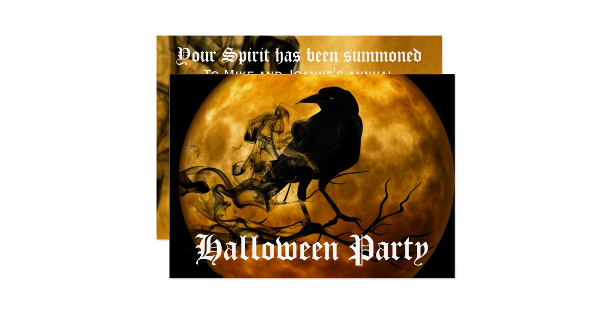 Scary Black Raven Full Moon Halloween Party Invitation Zazzle Com