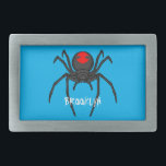 Scary black widow spider cartoon illustration belt buckle<br><div class="desc">A scary black widow spider for lovers of creepy crawly things.</div>