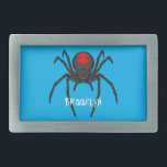 Scary black widow spider cartoon illustration belt buckle<br><div class="desc">A scary black widow spider for lovers of creepy crawly things.</div>