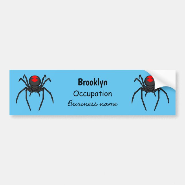 Scary black widow spider cartoon illustration bumper sticker (Front)