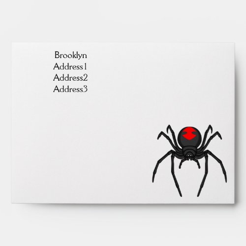 Scary black widow spider cartoon illustration envelope