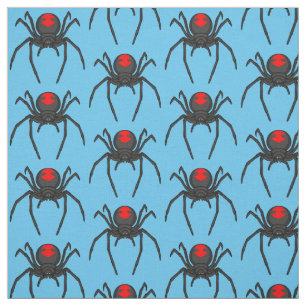 Scary black widow spider cartoon illustration fabric