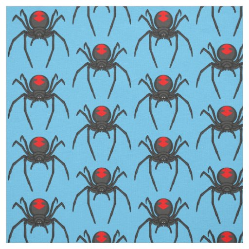 Scary black widow spider cartoon illustration fabric