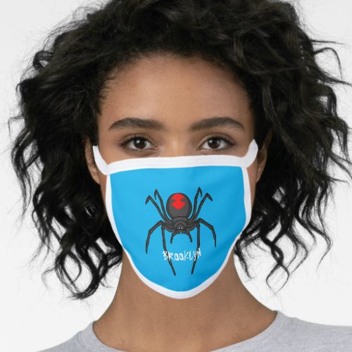 Scary black widow spider cartoon illustration face mask
