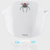 Scary black widow spider cartoon illustration face shield (Front w/Glasses)