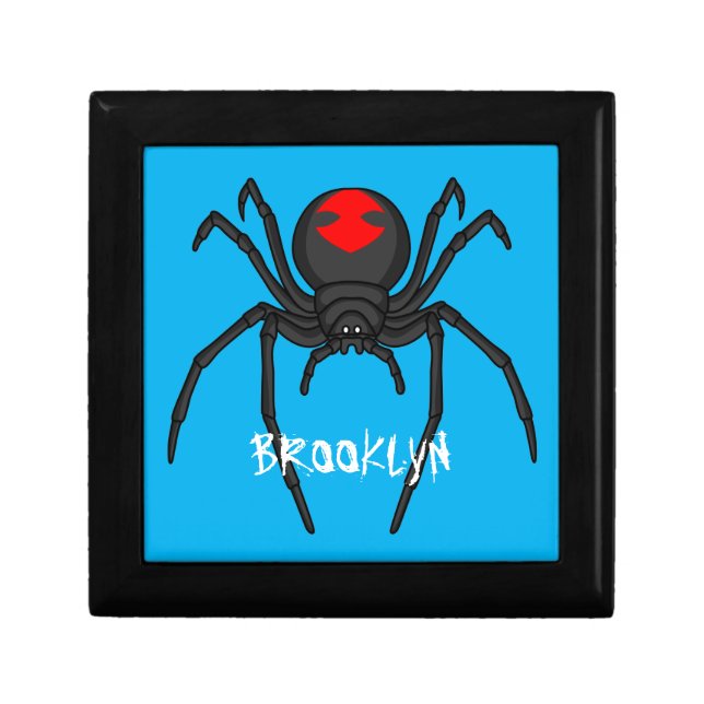 Scary black widow spider cartoon illustration  gift box (Front)
