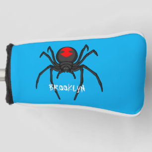 Scary black widow spider cartoon illustration  golf head cover