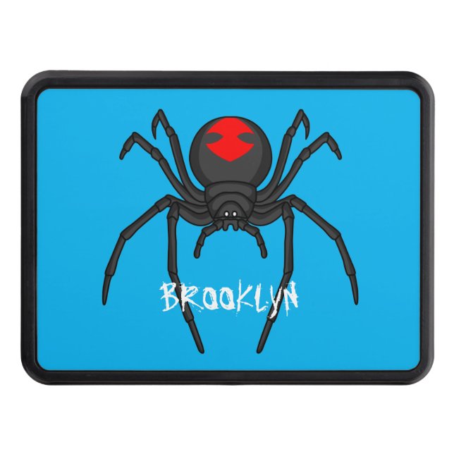 Scary black widow spider cartoon illustration hitch cover (Front)