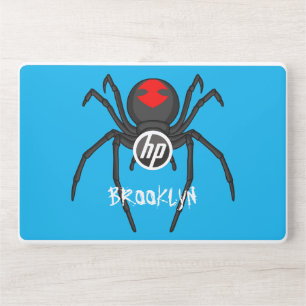 Scary black widow spider cartoon illustration HP laptop skin