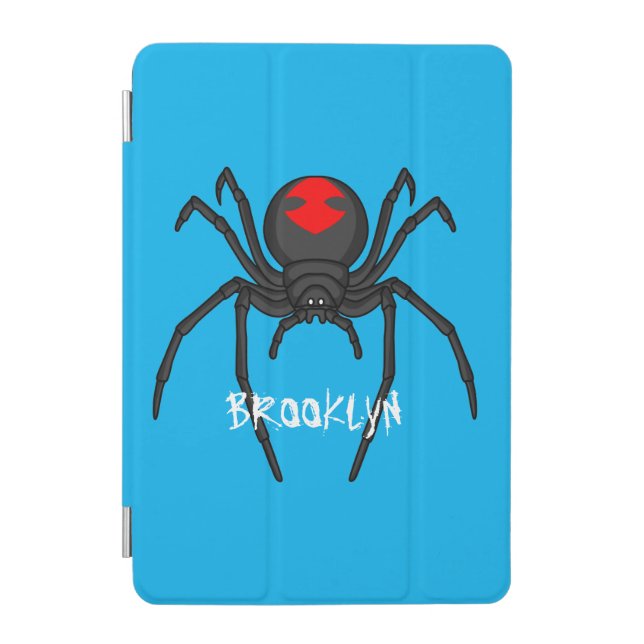Scary black widow spider cartoon illustration iPad mini cover (Front)
