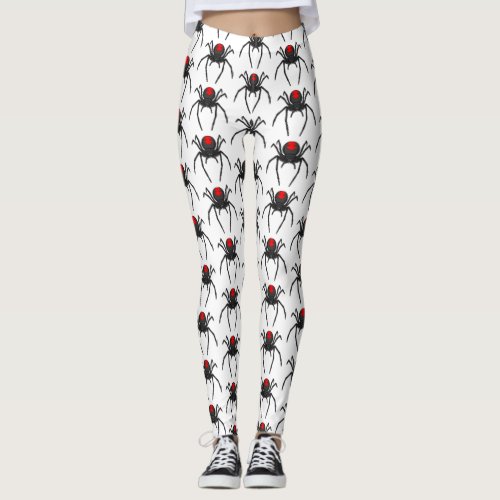 Scary black widow spider cartoon illustration  leggings