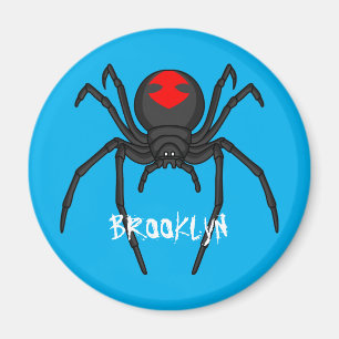 Scary black widow spider cartoon illustration magnet