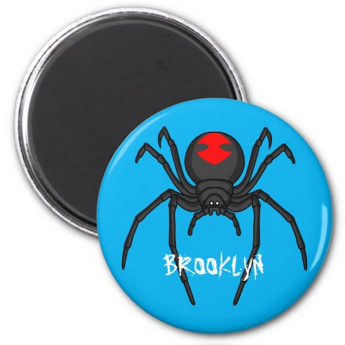 Scary black widow spider cartoon illustration magnet