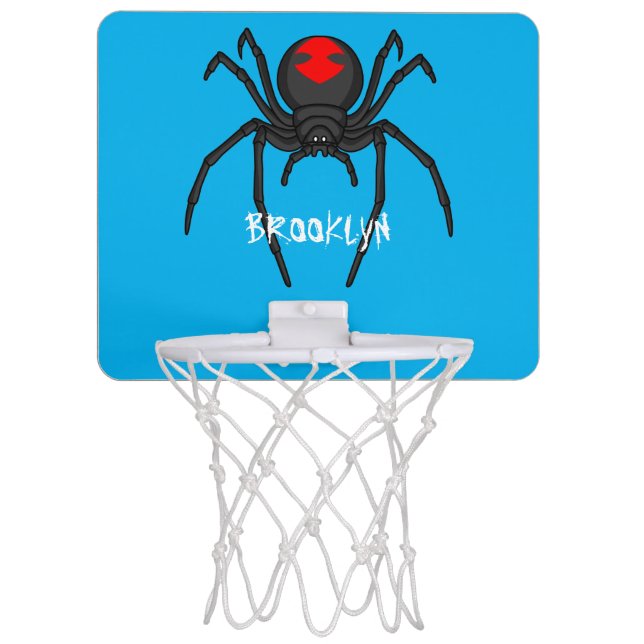 Scary black widow spider cartoon illustration mini basketball hoop (Front)