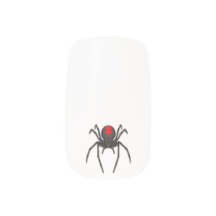 Scary black widow spider cartoon illustration minx nail art