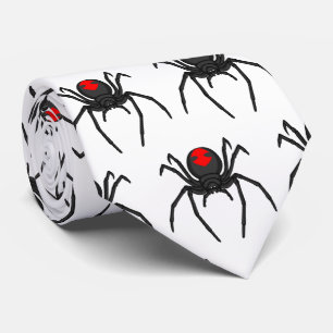 Scary black widow spider cartoon illustration neck tie