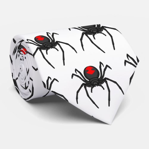 Scary black widow spider cartoon illustration  neck tie