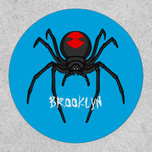 Scary black widow spider cartoon illustration  patch