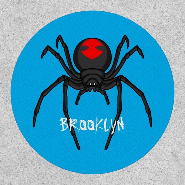 Scary black widow spider cartoon illustration  patch (Front)
