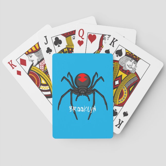 Scary black widow spider cartoon illustration  poker cards (Back)