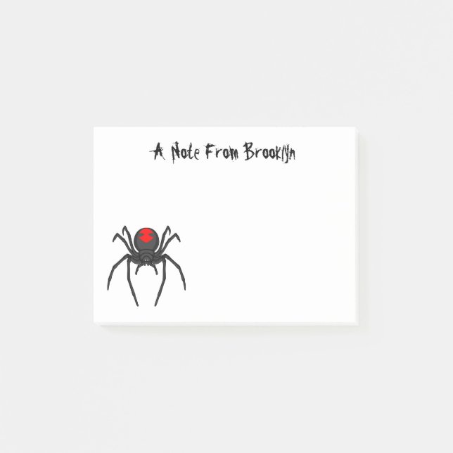 Scary black widow spider cartoon illustration post-it notes (Front)