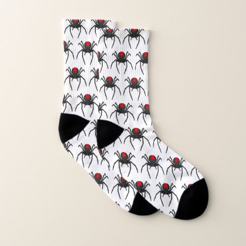 Scary black widow spider cartoon illustration  socks