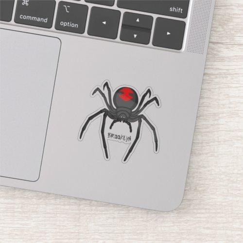 Scary black widow spider cartoon illustration sticker