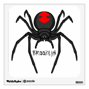 Scary black widow spider cartoon illustration wall decal