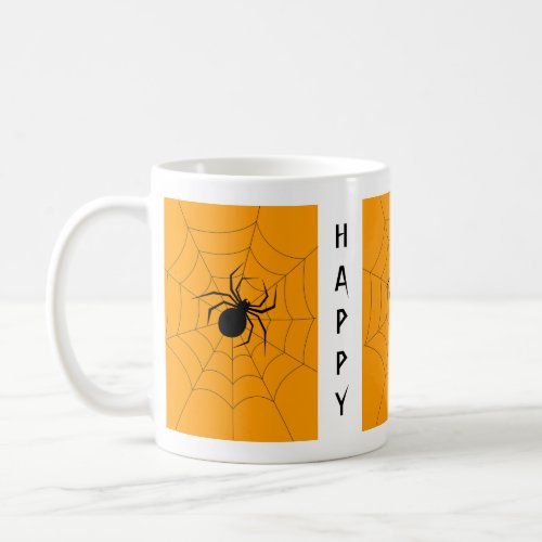 Scary Black Widow Spider Happy Halloween Coffee Mug