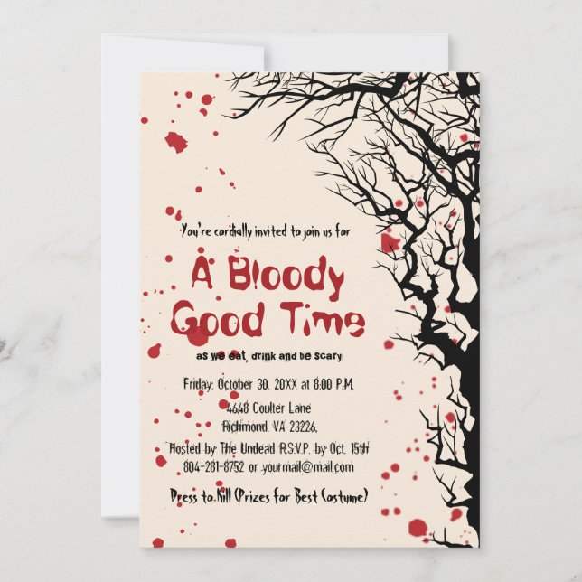 Scary Bloody Blood Splatter Creepy Halloween Invitation (Front)