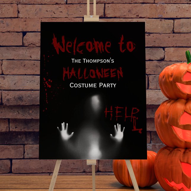 Scary Bloody Halloween Black Welcome Party Sign (Creator Uploaded)