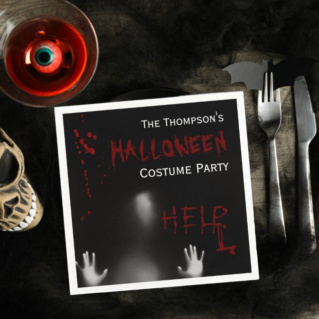 Scary Bloody Halloween Costume Party Black Napkins (Creator Uploaded)