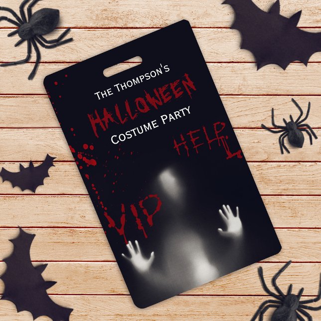 Scary Bloody Halloween Costume Party Black VIP Badge (Creator Uploaded)