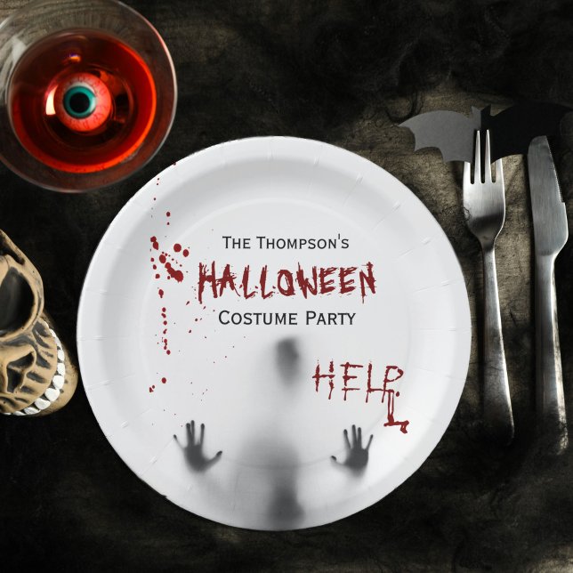 Scary Bloody Halloween Costume Party White  Paper Plates (Creator Uploaded)