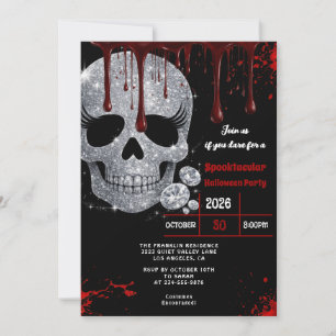 Scary Bloody Skull Adult Halloween Party  Invitation
