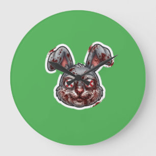 Scary Bloody Zombie Bunny Halloween Illustration Large Clock
