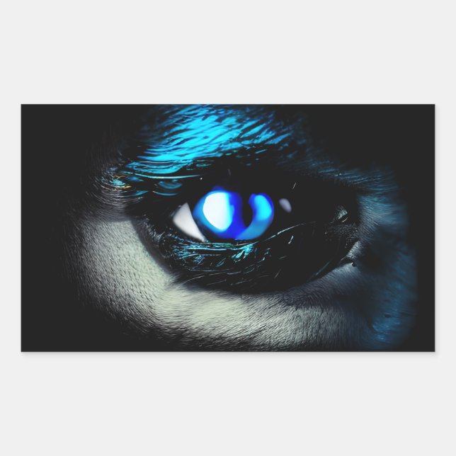 Scary Blue Eye Staring out of the Dark Rectangular Sticker (Front)