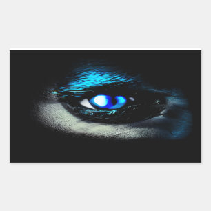 Scary Blue Eye Staring out of the Dark Rectangular Sticker