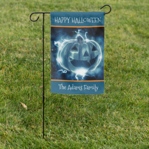 Scary Blue Pumpkin Halloween Personalized Garden Flag