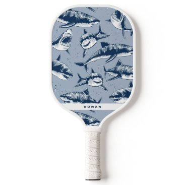 Scary Blue Shark Pattern | Name Pickleball Paddle
