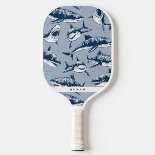 Scary Blue Shark Pattern | Name Pickleball Paddle Scary Blue Shark Pattern Name Pickleball Paddle