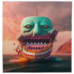 Scary boat cloth napkin