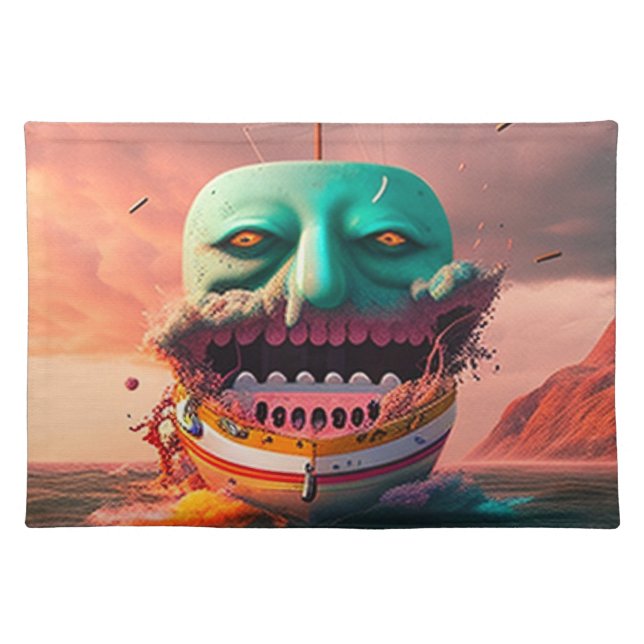 Scary boat cloth placemat (Front)