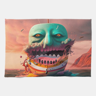 Scary boat kitchen towel