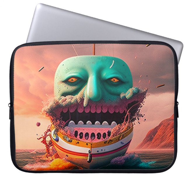 Scary boat laptop sleeve (Front)