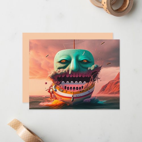 Scary boat note card