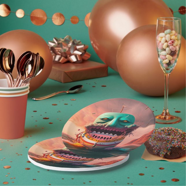 Scary boat paper plates (Multi)