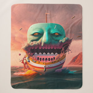 Scary boat sherpa blanket