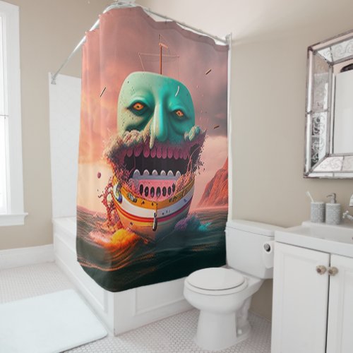 Scary boat shower curtain
