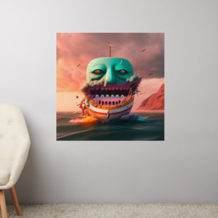 Scary boat wall decal